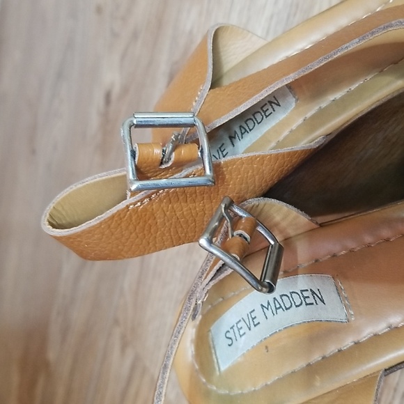 Steve Madden Womens Belma Open Toe Brown Platform Leather Wedge Heels Size 9 - Picture 11 of 15